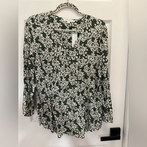 Olive and white loose tunic